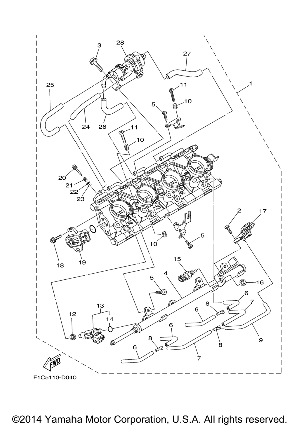Схема узла Сборка Дроссельной Заслонки 1