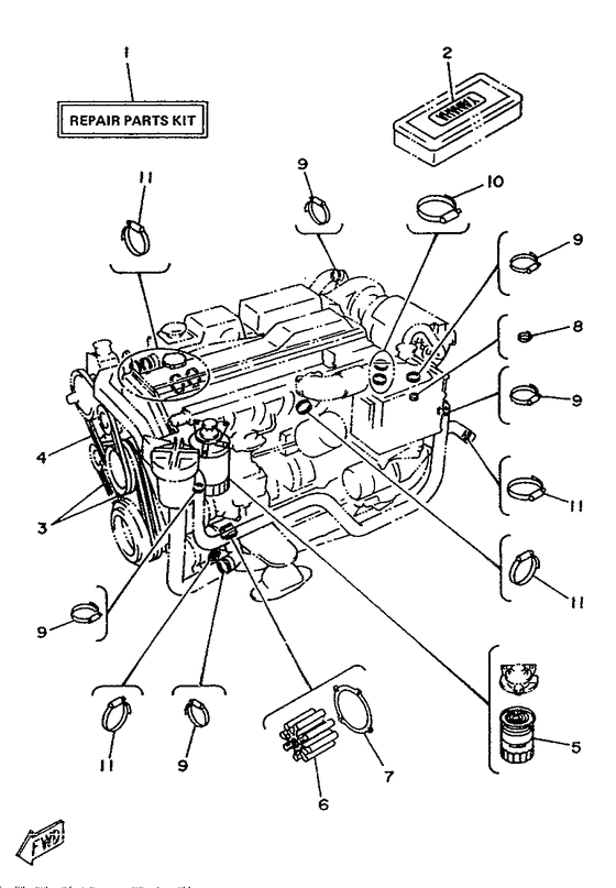 Схема узла Repair Kit 1 Для Yamaha Me420Sti