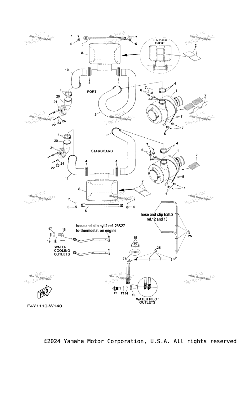 Схема узла Выхлопные Трубы 3