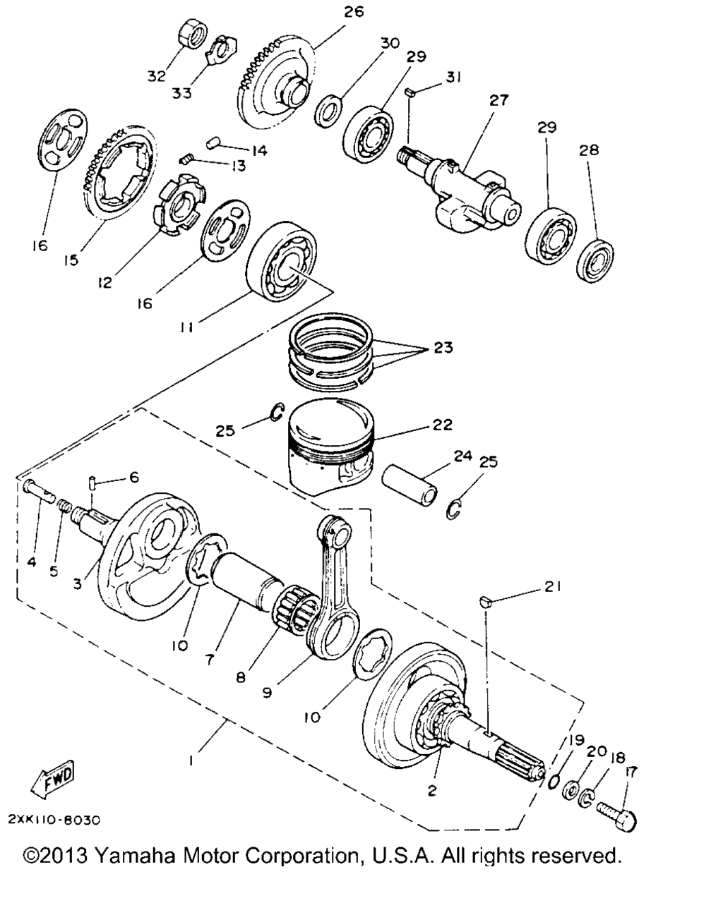 Схема узла Коленвал - Поршень