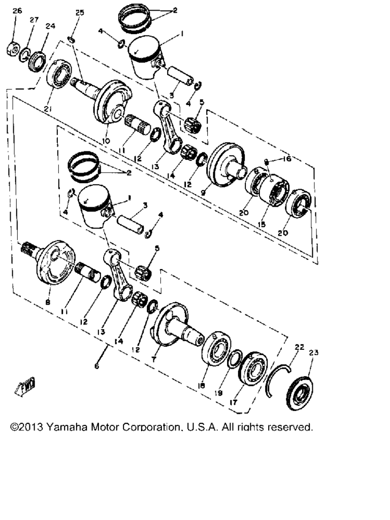 Схема узла Кривошип - Поршень Ec540D