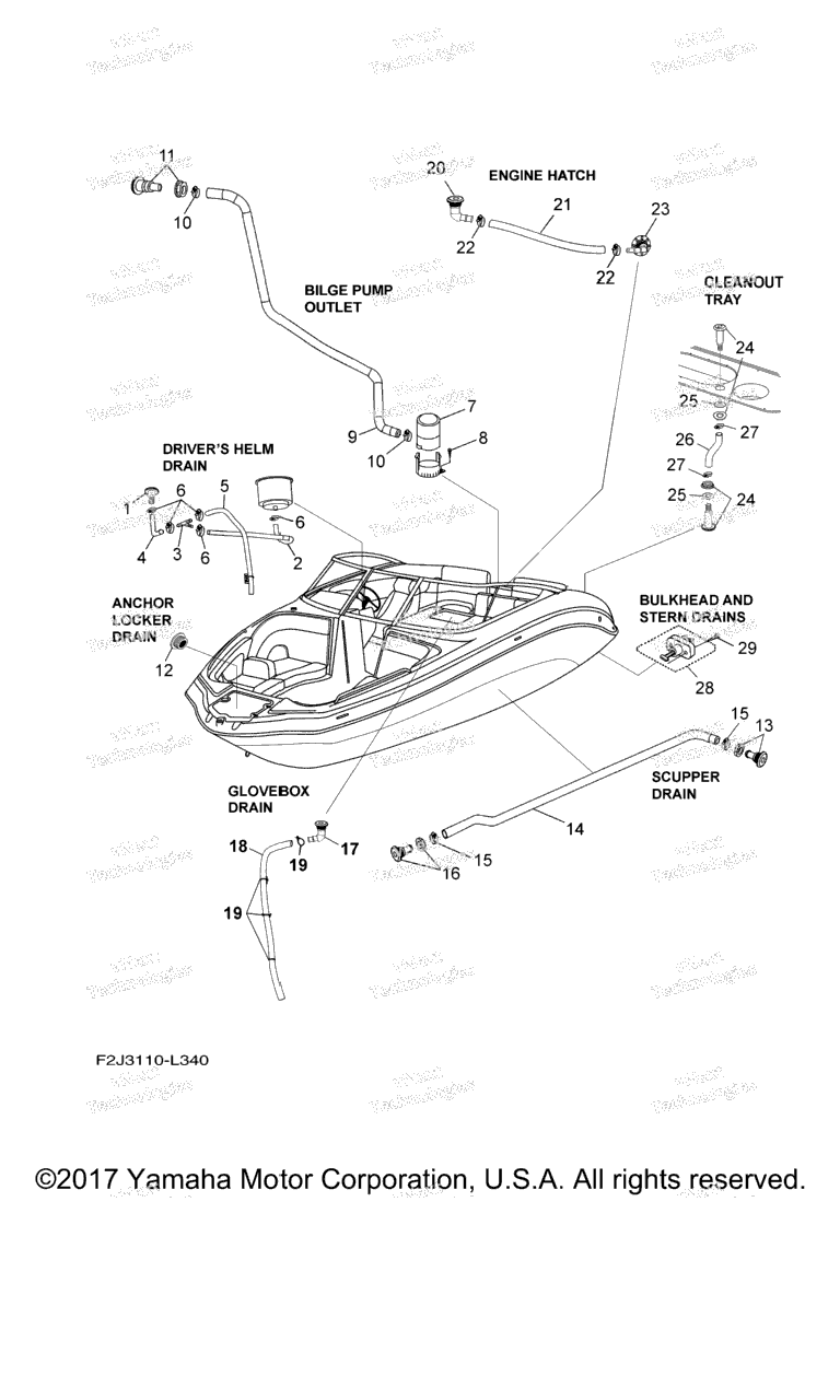 Схема узла Дренажные Fitting\'и Для Палубы