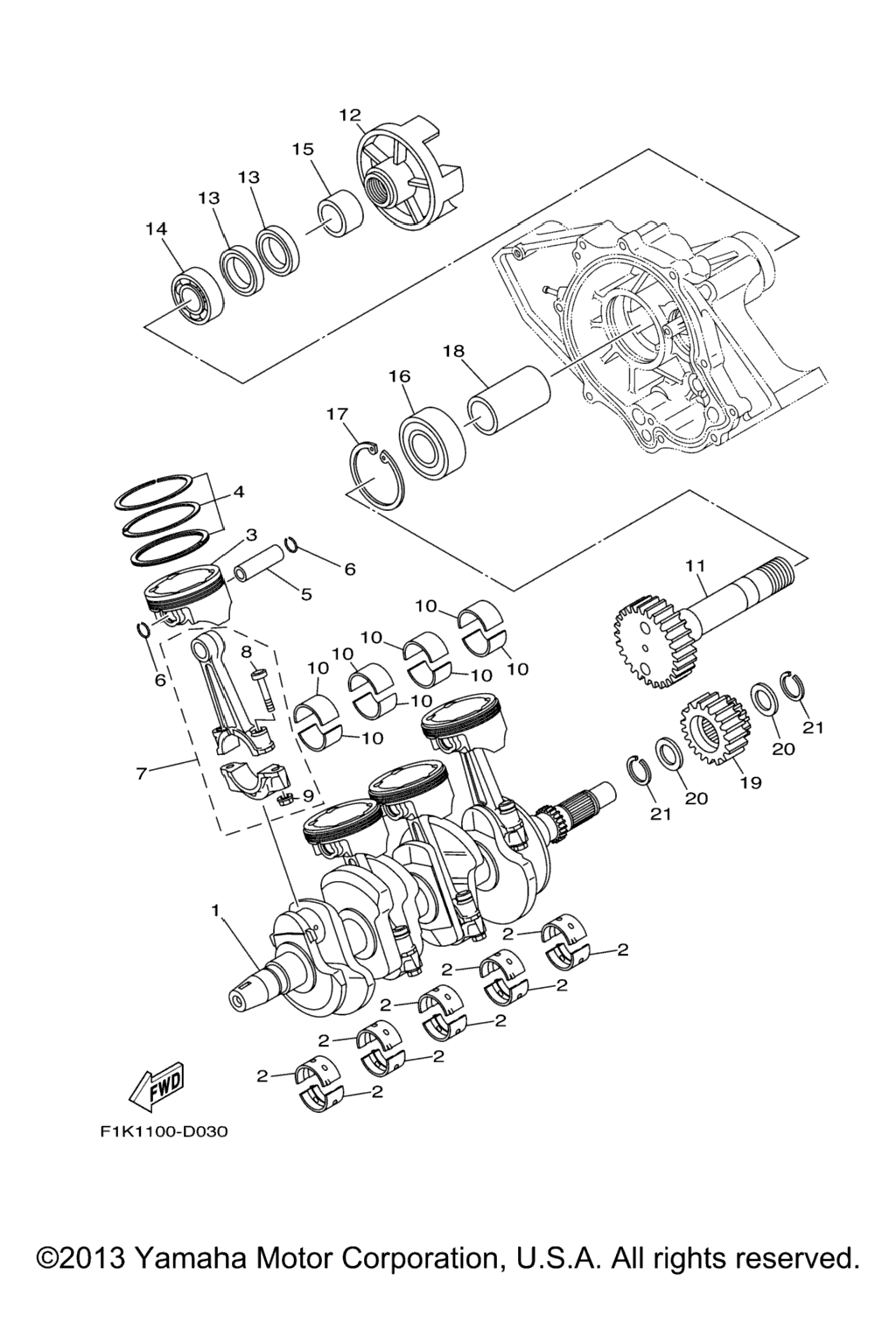 Схема узла Коленчатые Валы И Поршни