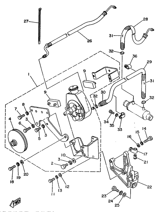 Схема узла Power Steering Pump Для Yamaha Me370Sti
