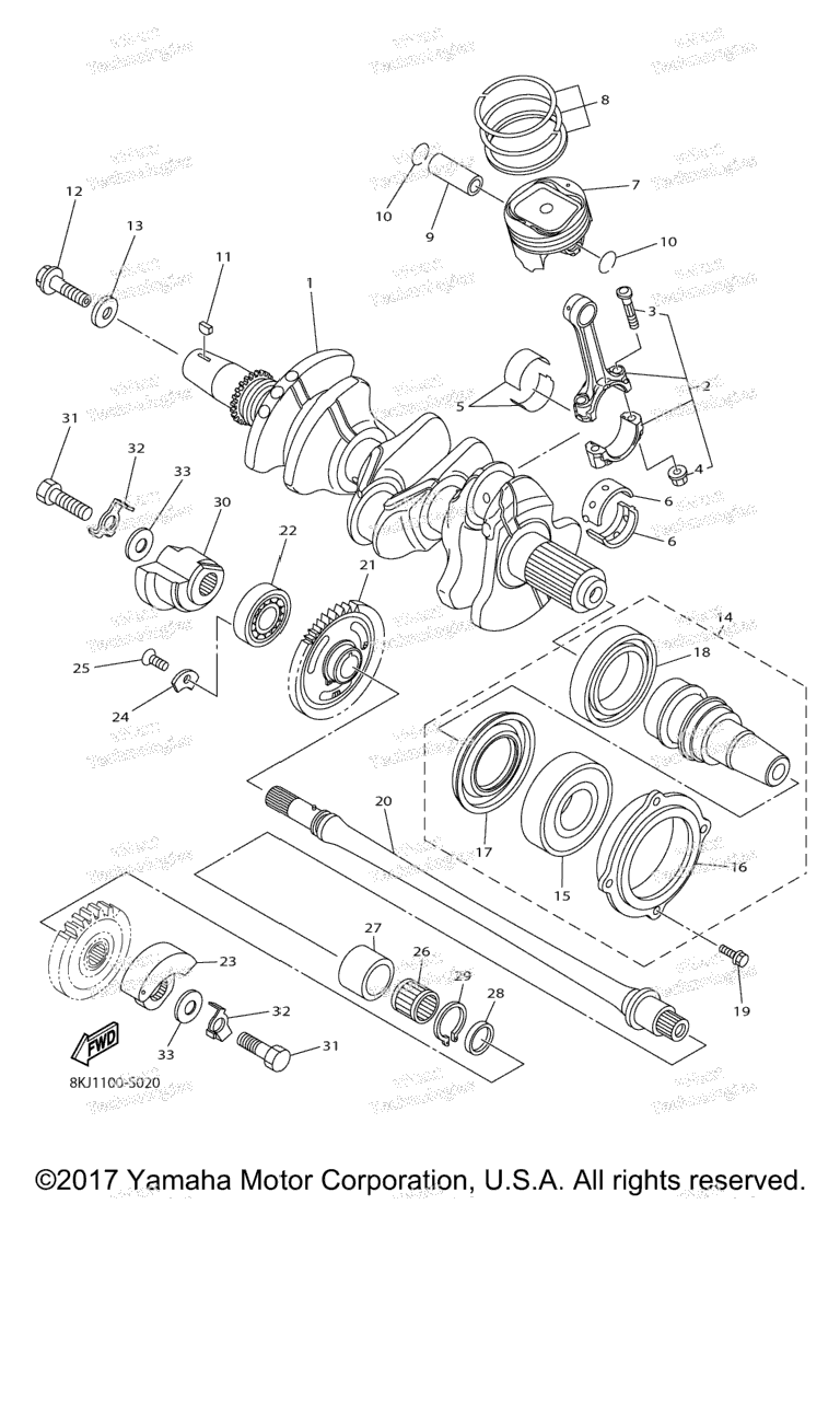 Схема узла Коленчатый Вал Поршень