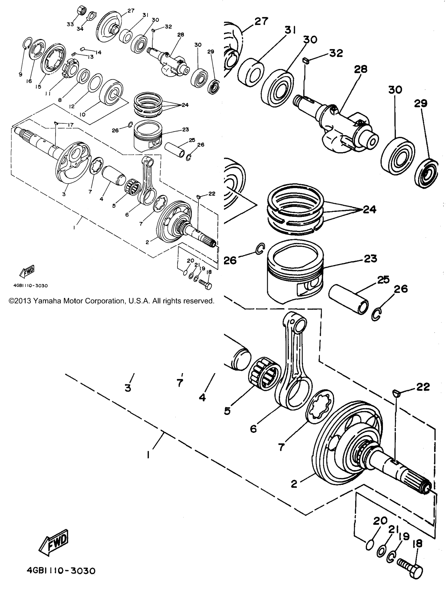 Схема узла Коленчатый Вал Поршень