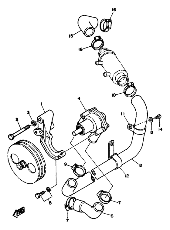 Схема узла Водяной Насос Для Yamaha V8 - 7.4
