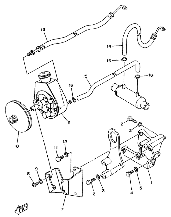 Схема узла Power Steering Pump Для Yamaha Me420Sti