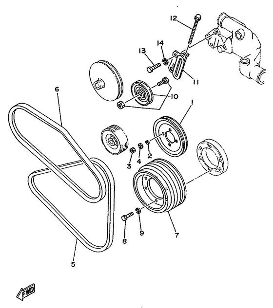 Схема узла Pulley. Belts Для Yamaha Me370Sti
