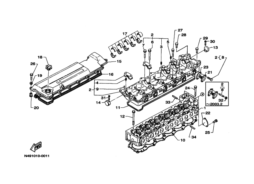 Схема узла Cylinder Head 1 Для Yamaha Md750Kuh