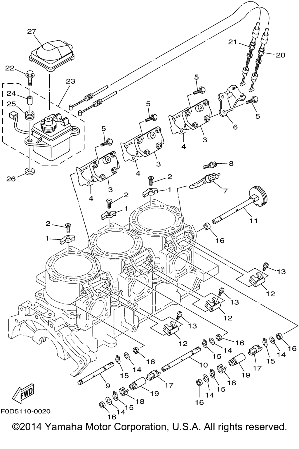 Схема узла Cylinder. Crankcase 2