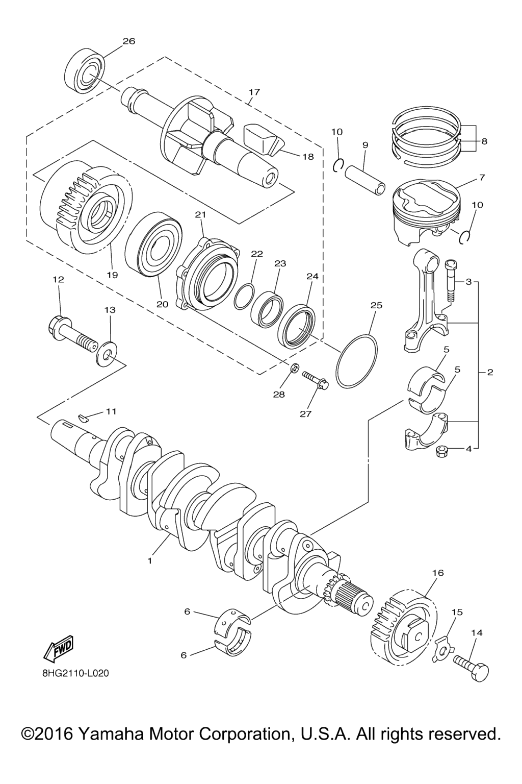 Схема узла Коленчатый Вал Поршень