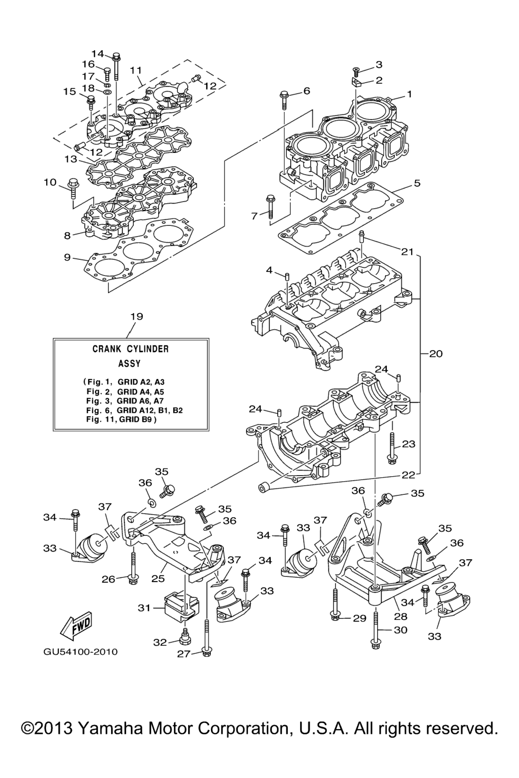 Схема узла Cylinder. Crankcase