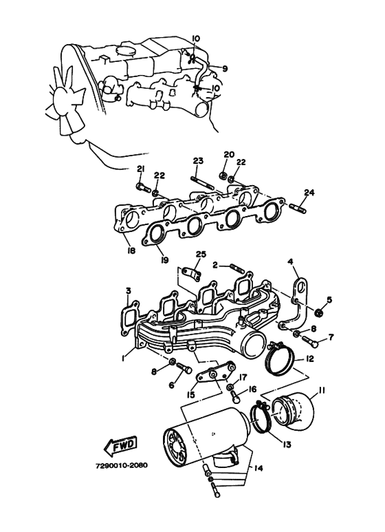 Схема узла Смесеобразование･Выхлоп Для Yamaha D220 Vo. Aq280