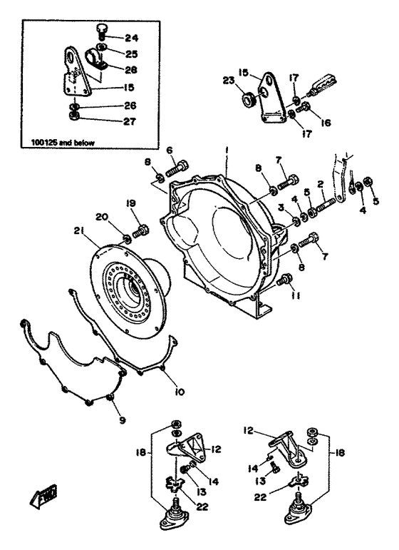 Схема узла Mounting. Flywheel Housing Для Yamaha V8 5.0 Yems
