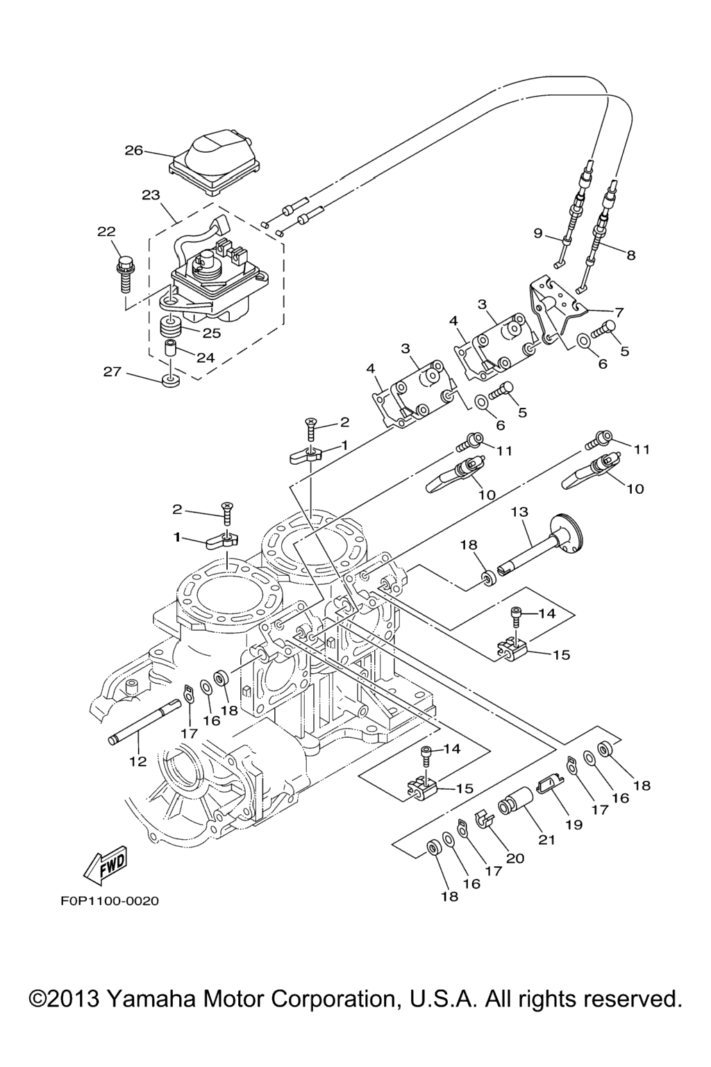 Схема узла Cylinder. Crankcase 2