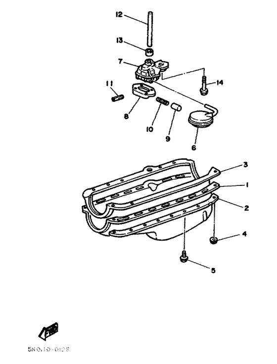 Схема узла Oil Pan. Oil Pump Для Yamaha V8 5.7 Yems