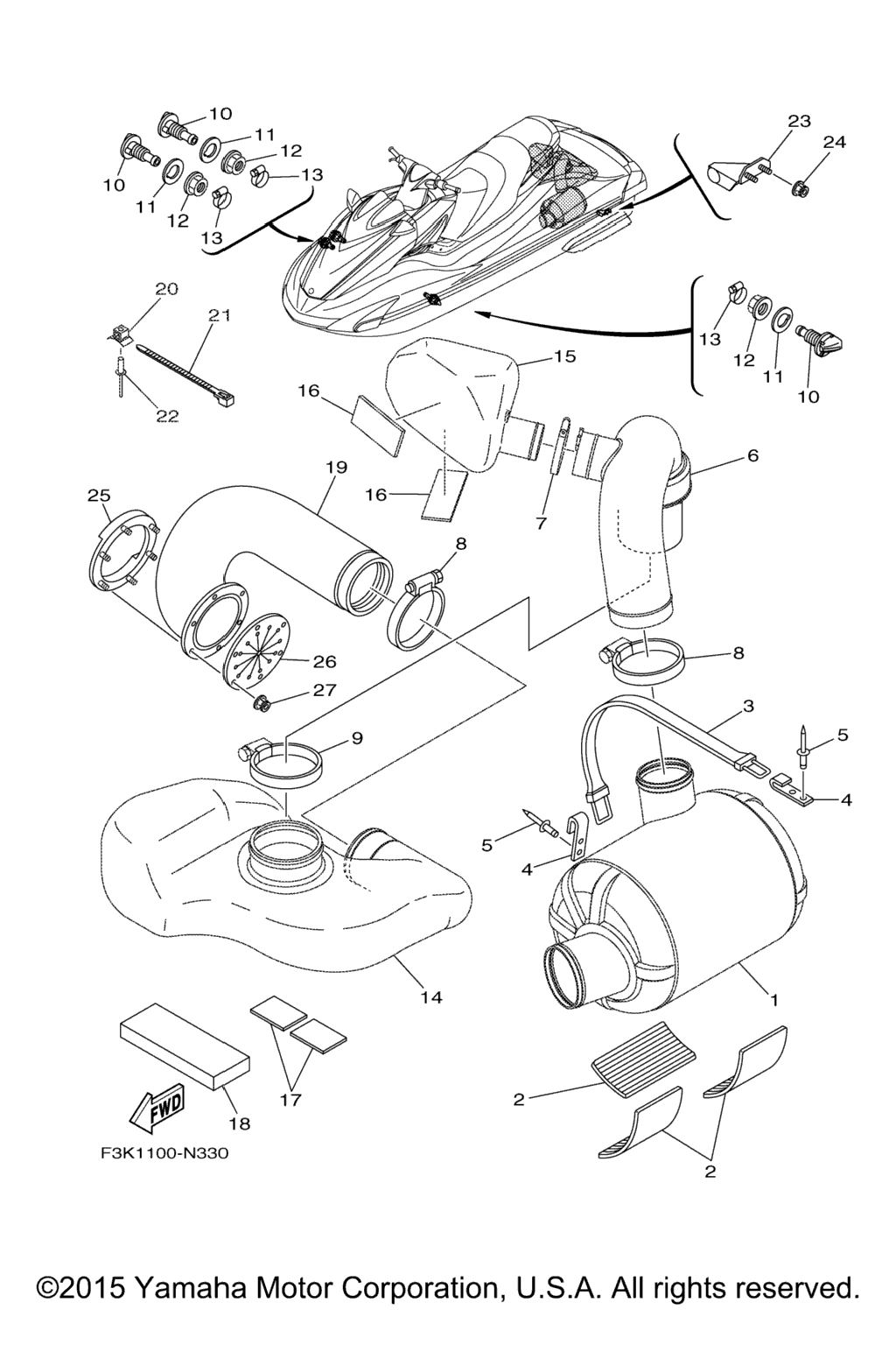 Схема узла Выхлопные Трубы 3