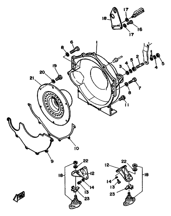 Схема узла Mounting. Flywheel Housing Для Yamaha V8 5.8