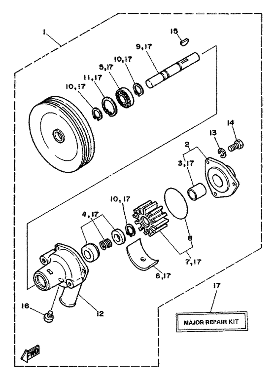 Схема узла Raw Water Pump Assy Для Yamaha V8 5.7