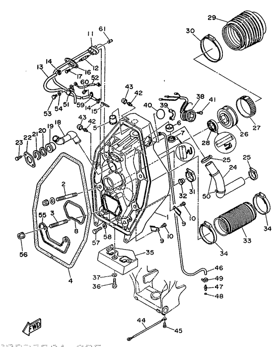 Схема узла Gimbal Housing 1 Для Yamaha L4/V6/V8 (Int)