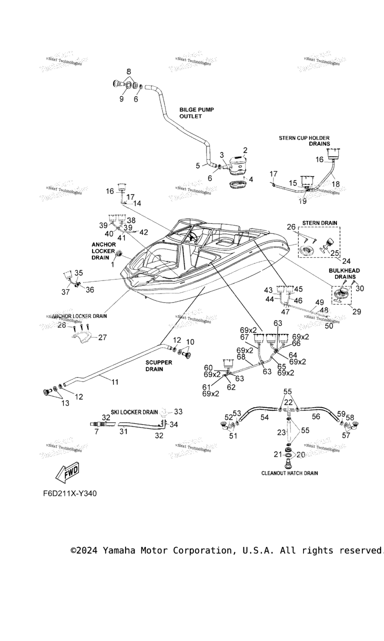 Схема узла Дренажные Fitting\'и Для Палубы
