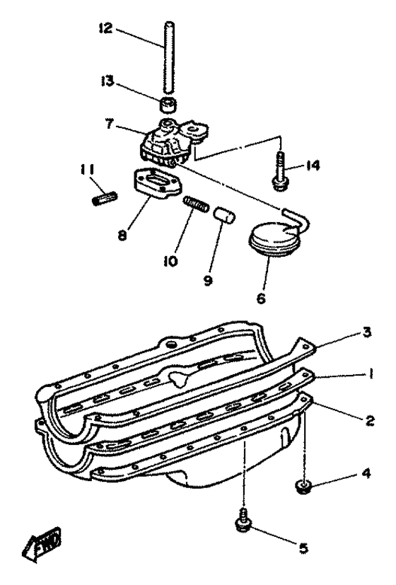 Схема узла Oil Pan. Oil Pump Для Yamaha V8 5.8