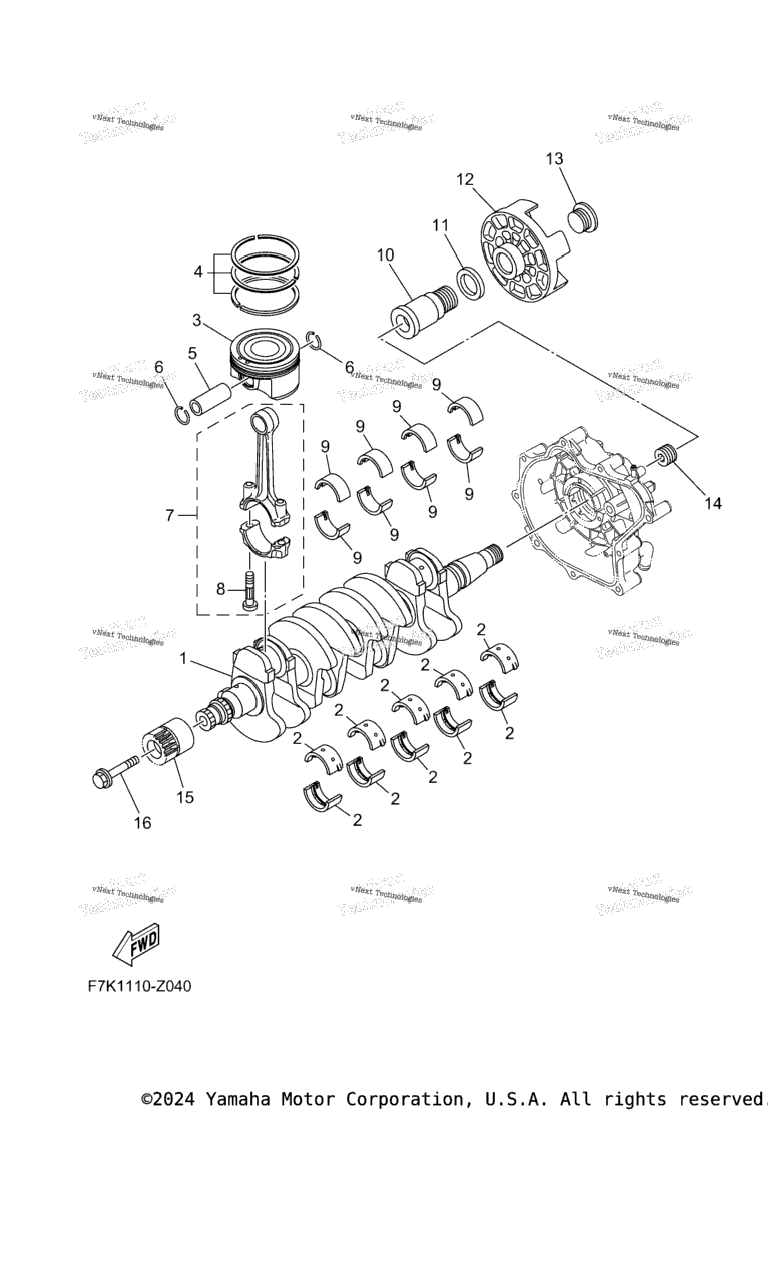 Схема узла Коленчатые Валы И Поршни