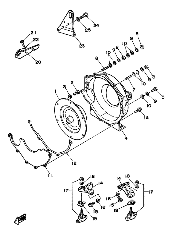 Схема узла Mounting. Flywheel Housing Для Yamaha V8 - 7.4