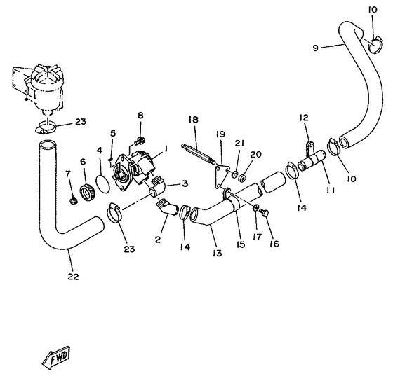 Схема узла Sea Water Pump Для Yamaha Me420Sti