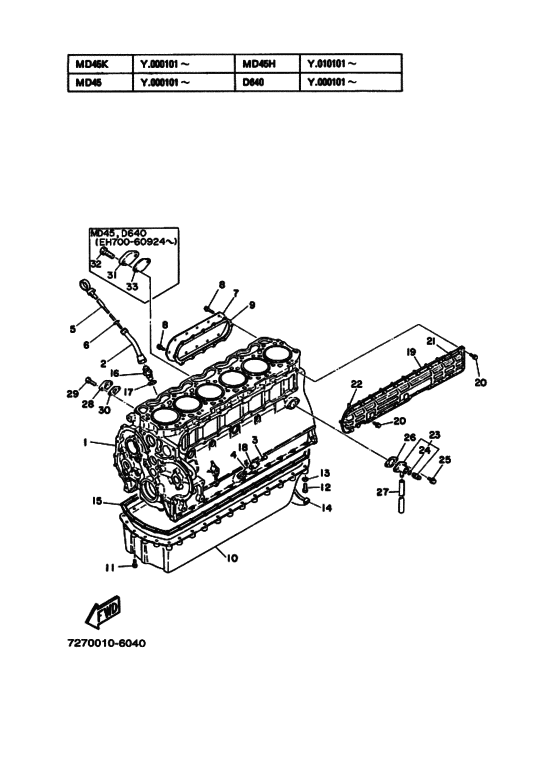 Схема узла Block Cylinder Для Yamaha Md45K