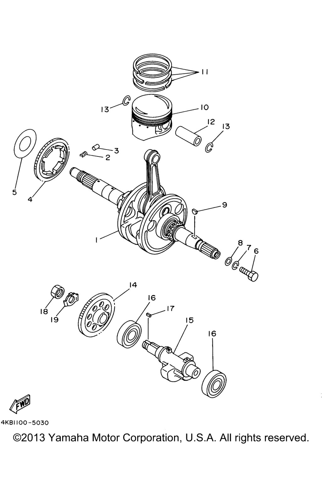 Схема узла Crankshaft. Piston