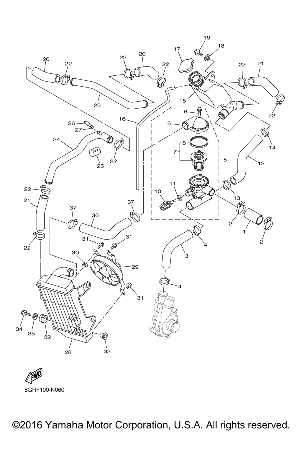 Схема узла Шланги Радиатора