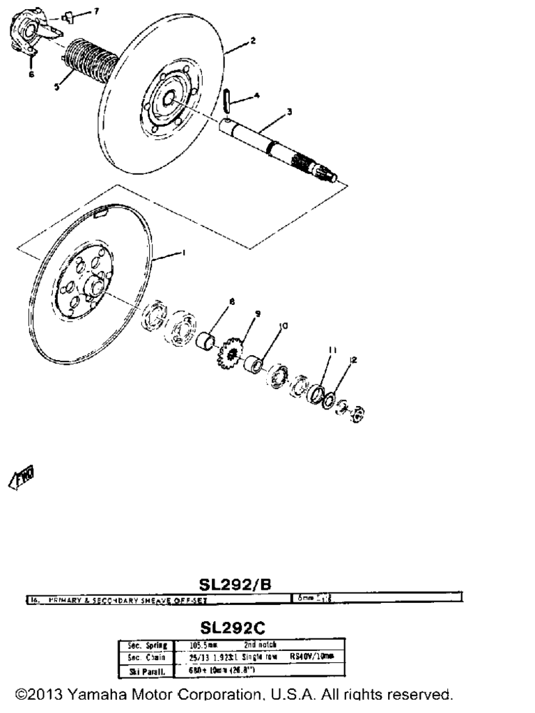 Схема узла Вторичный Шкив Sl292 - B - C