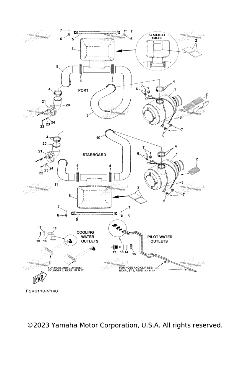 Схема узла Выхлопные Трубы 3