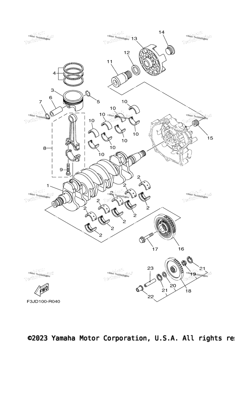 Схема узла Коленчатые Валы И Поршни