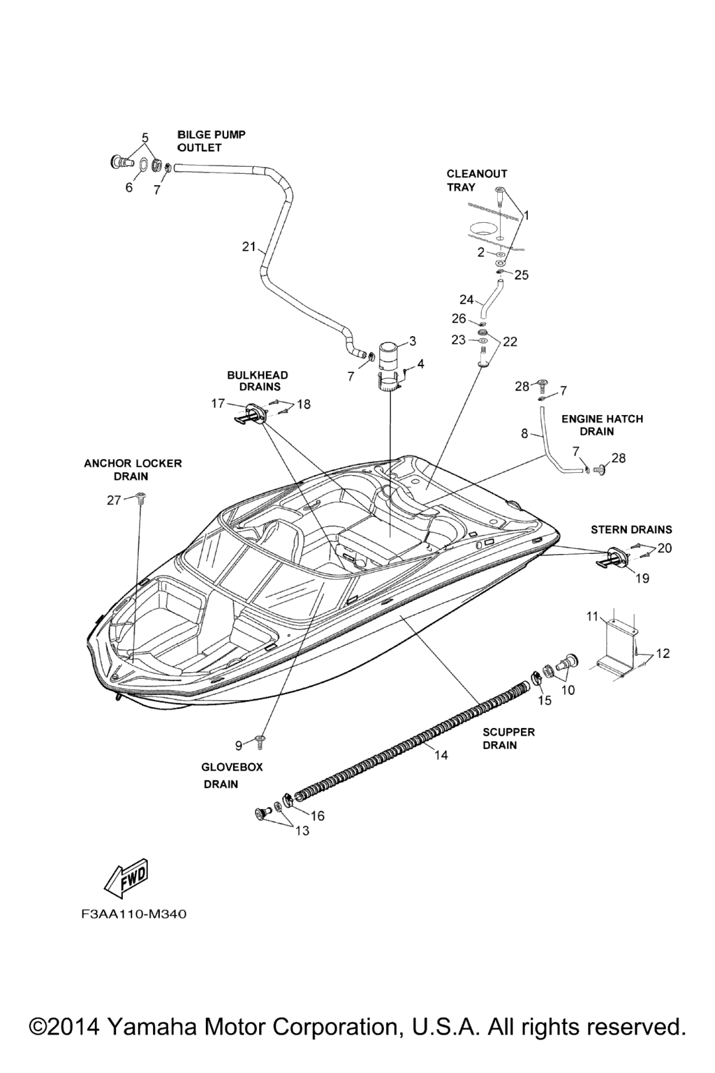 Схема узла Дренажные Fitting\'и Для Палубы