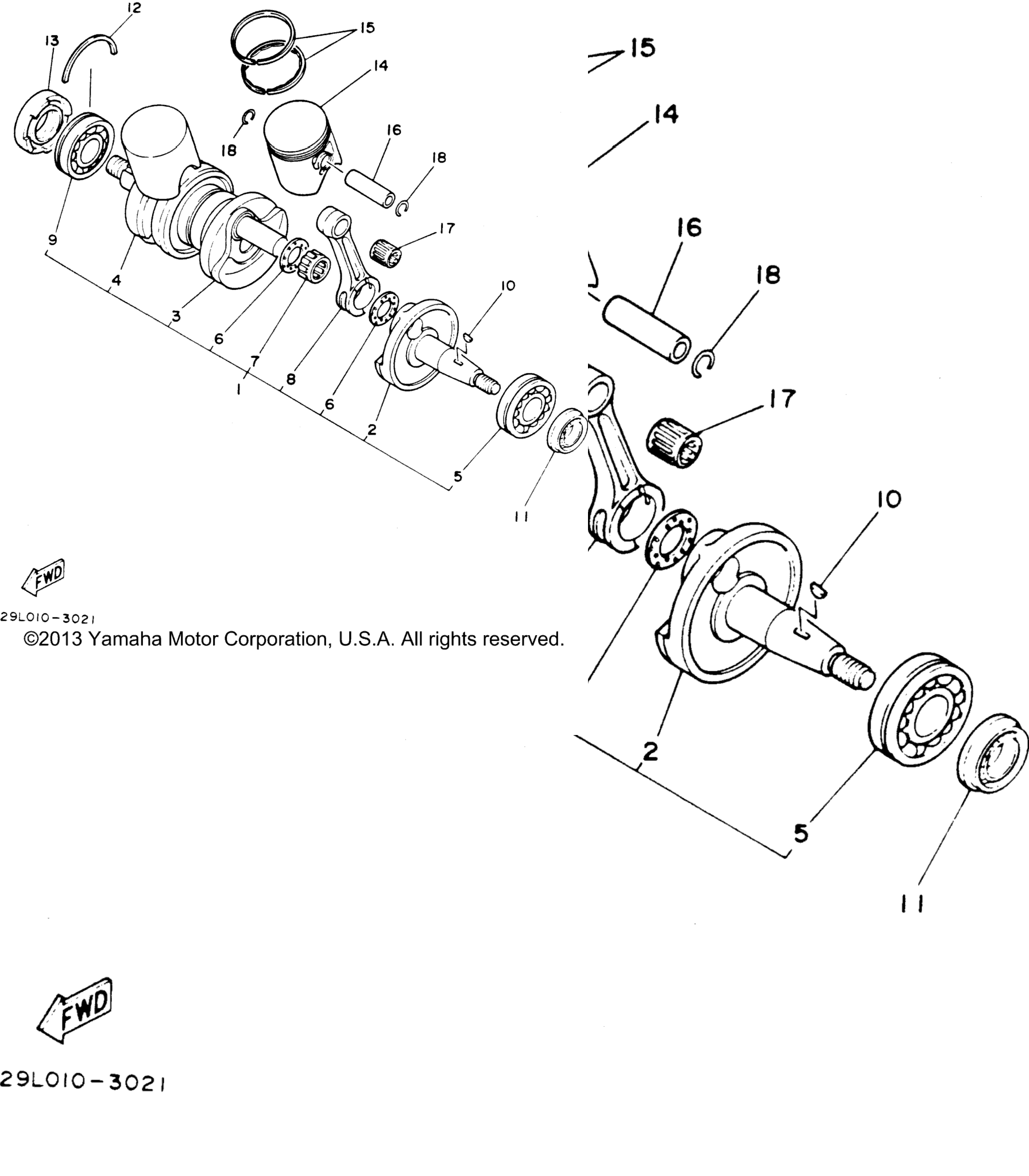 Схема узла Коленвал - Поршень