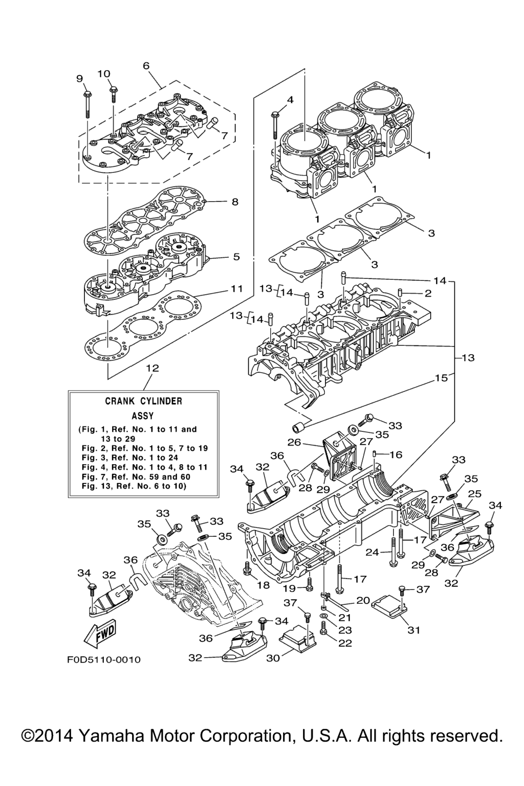 Схема узла Cylinder. Crankcase 1