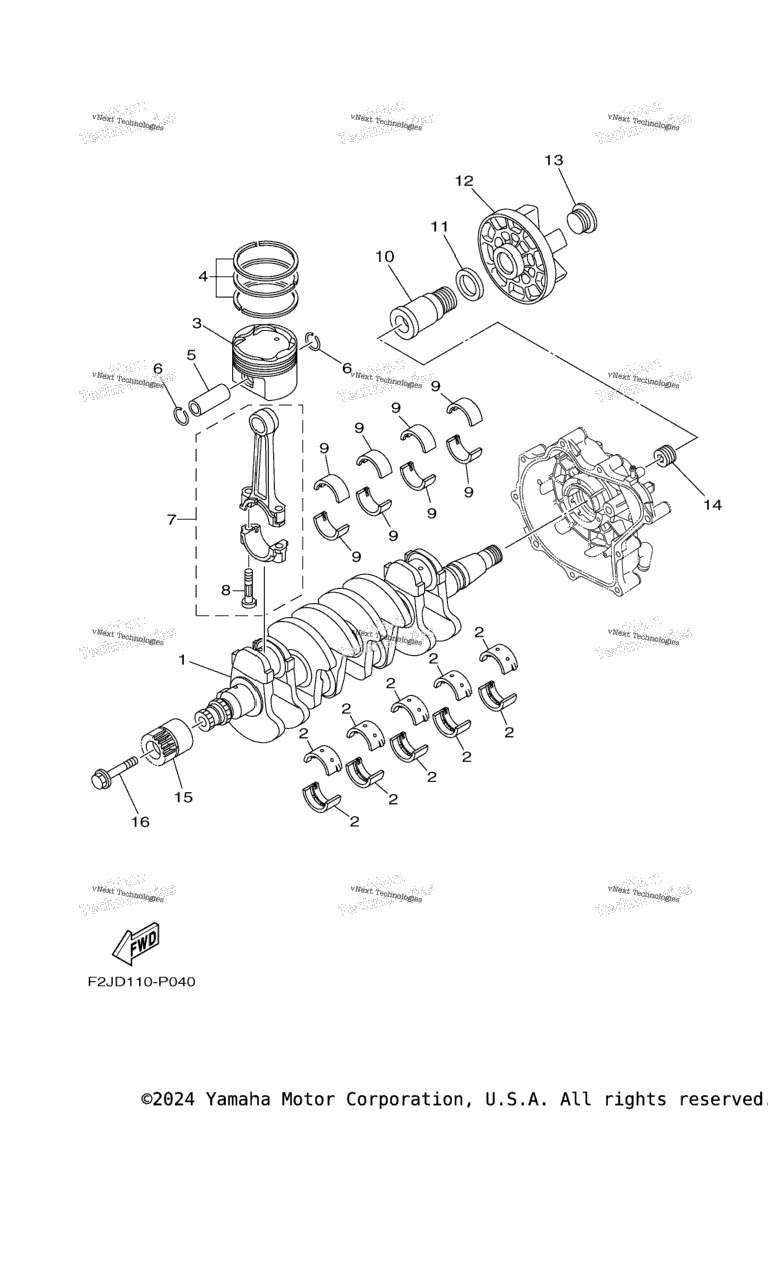 Схема узла Коленчатые Валы И Поршни