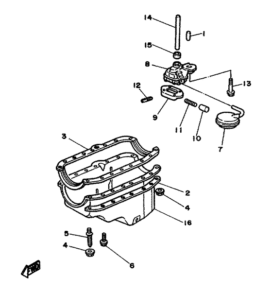 Схема узла Oil Pan. Oil Pump Для Yamaha V6 4.3 Yems