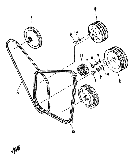 Схема узла Belts-Pulleys Для Yamaha V8 5.7