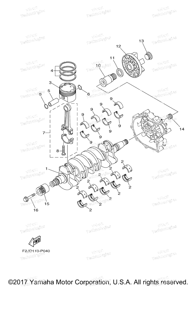 Схема узла Коленчатые Валы И Поршни