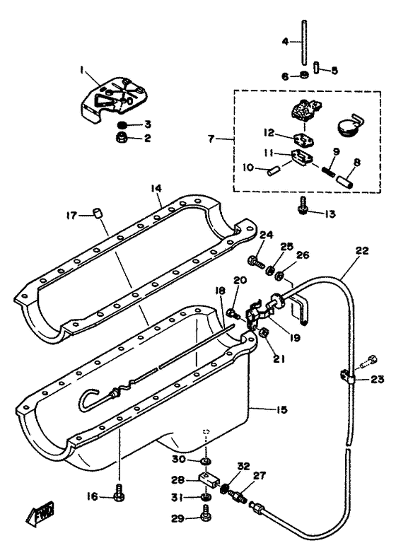 Схема узла Oil Pan. Oil Pump Для Yamaha V8 - 7.4