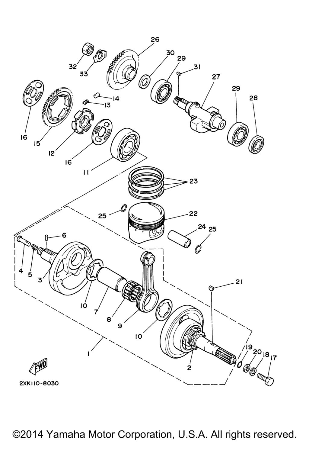 Схема узла Crankshaft. Piston