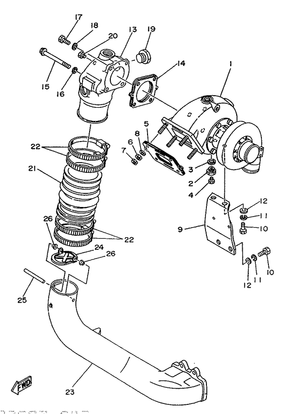Схема узла Exhaust 2 Для Yamaha Me370Sti