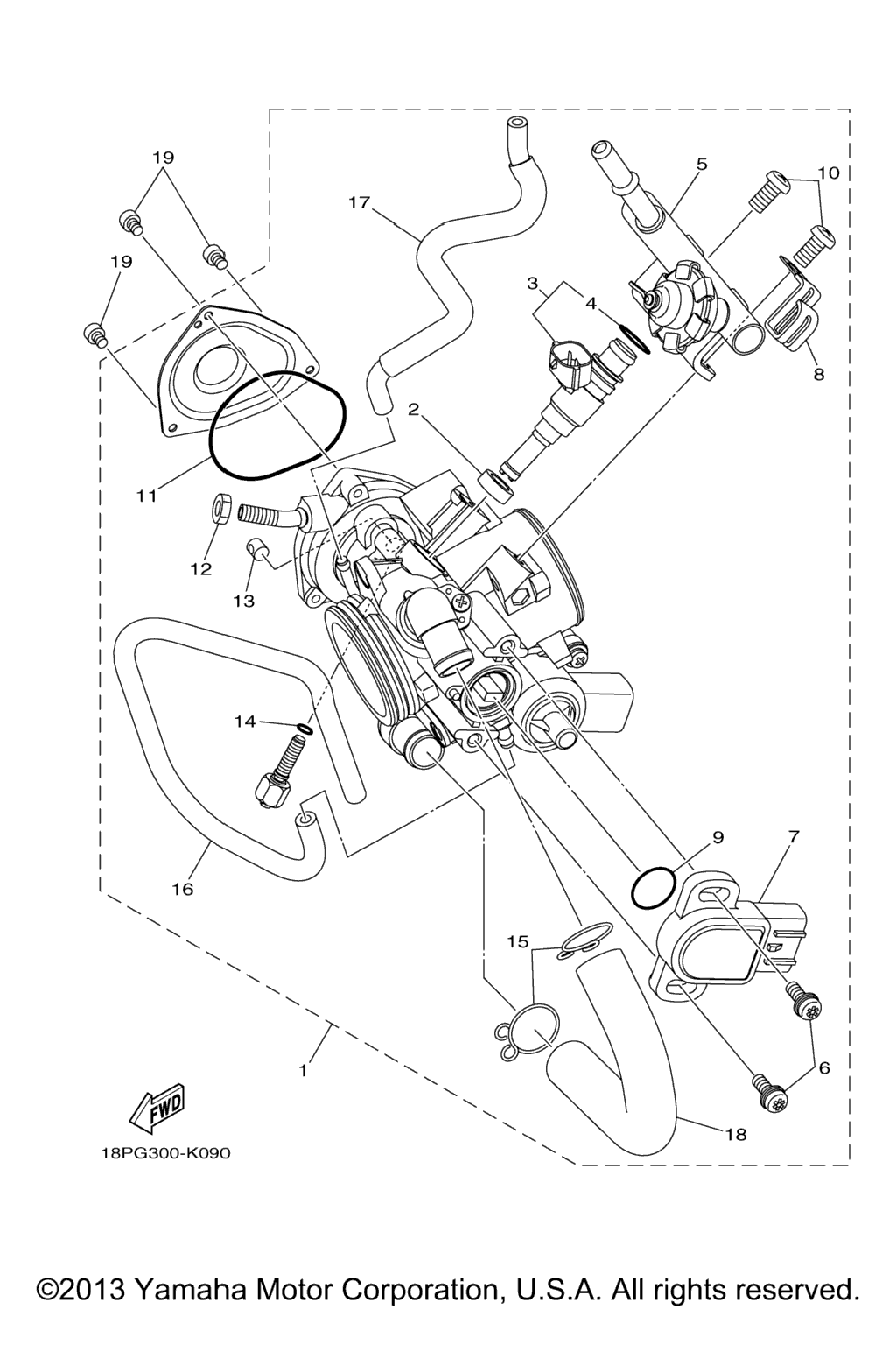 Схема узла Сборка Дроссельной Заслонки 1
