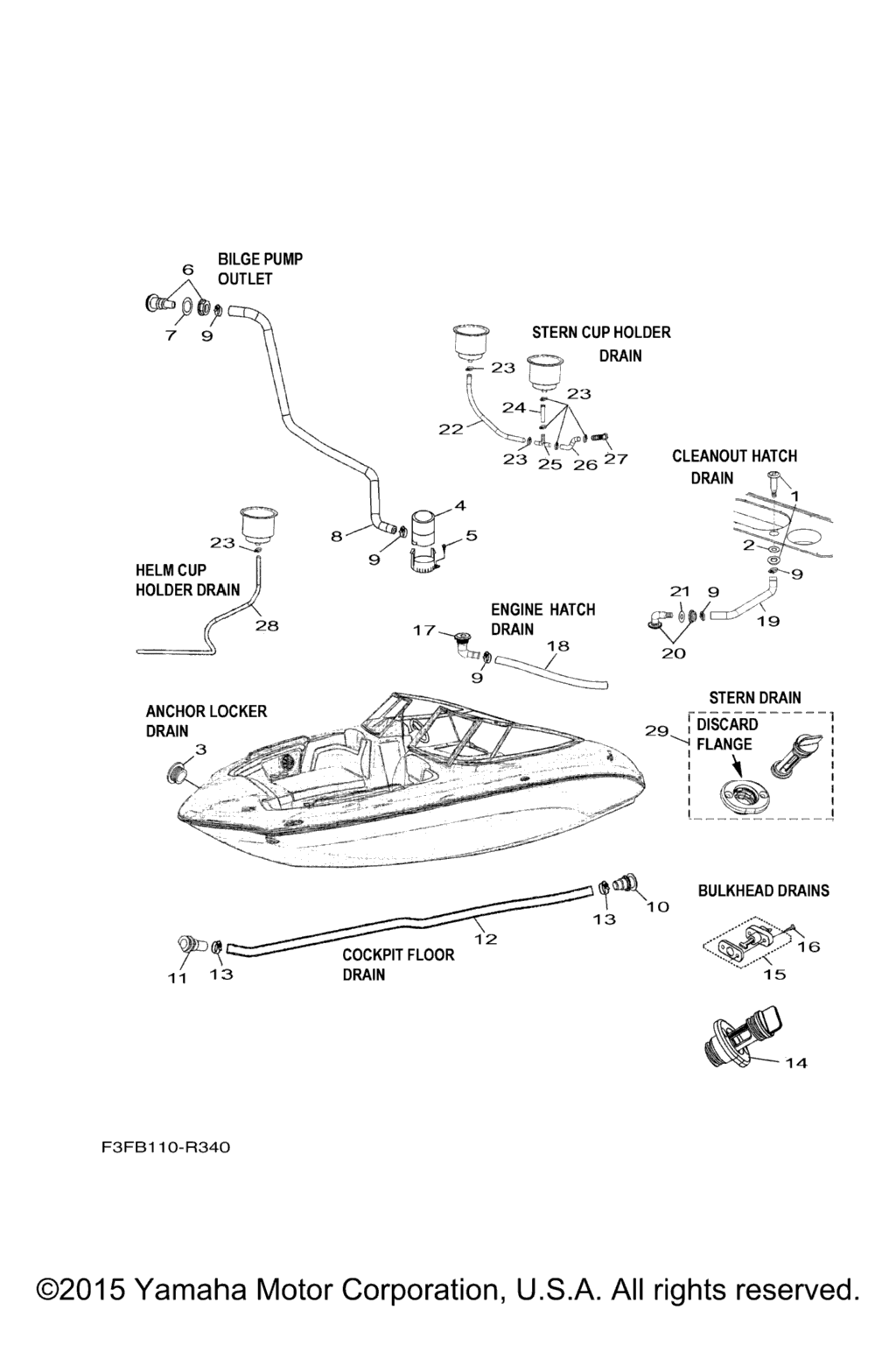 Схема узла Дренажные Fitting\'и Для Палубы
