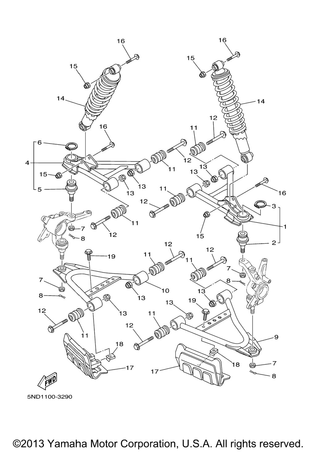 Схема узла Передняяsuspension Wheel