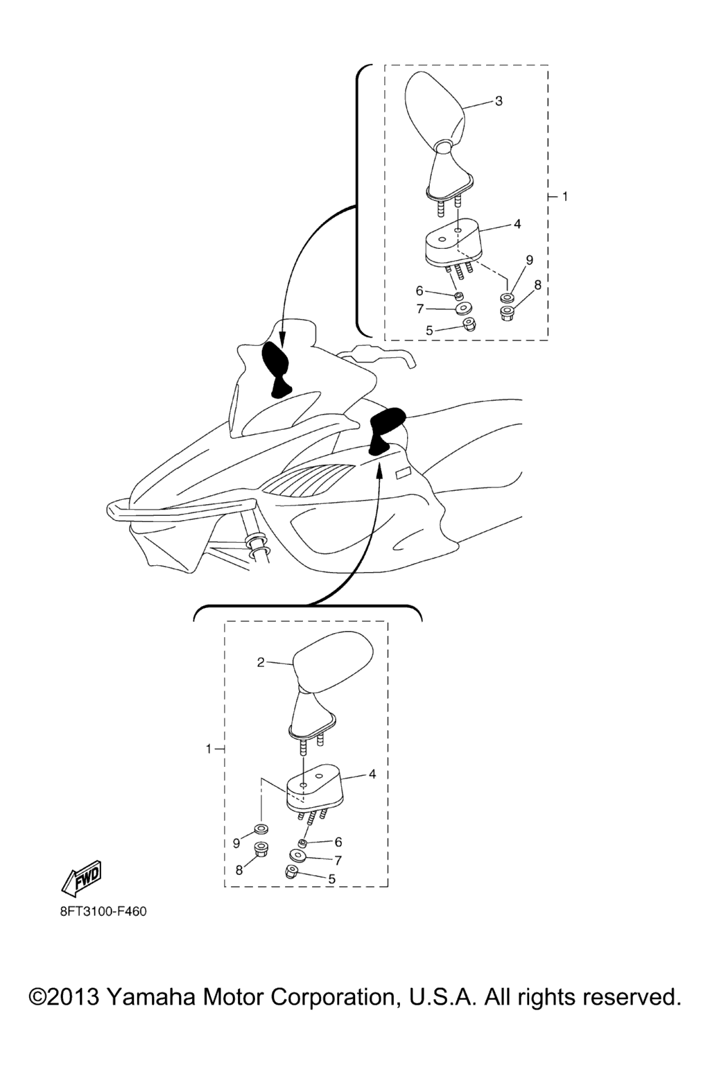 Схема узла Запасное Заднее Зеркало